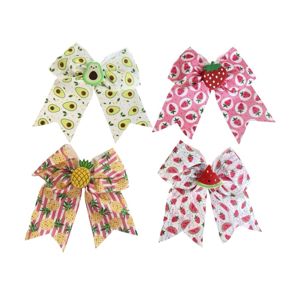 KLASS Girls 4 PCS Lot Summer Fruit Avocado Pineapple Strawberry Hair Bows Clips